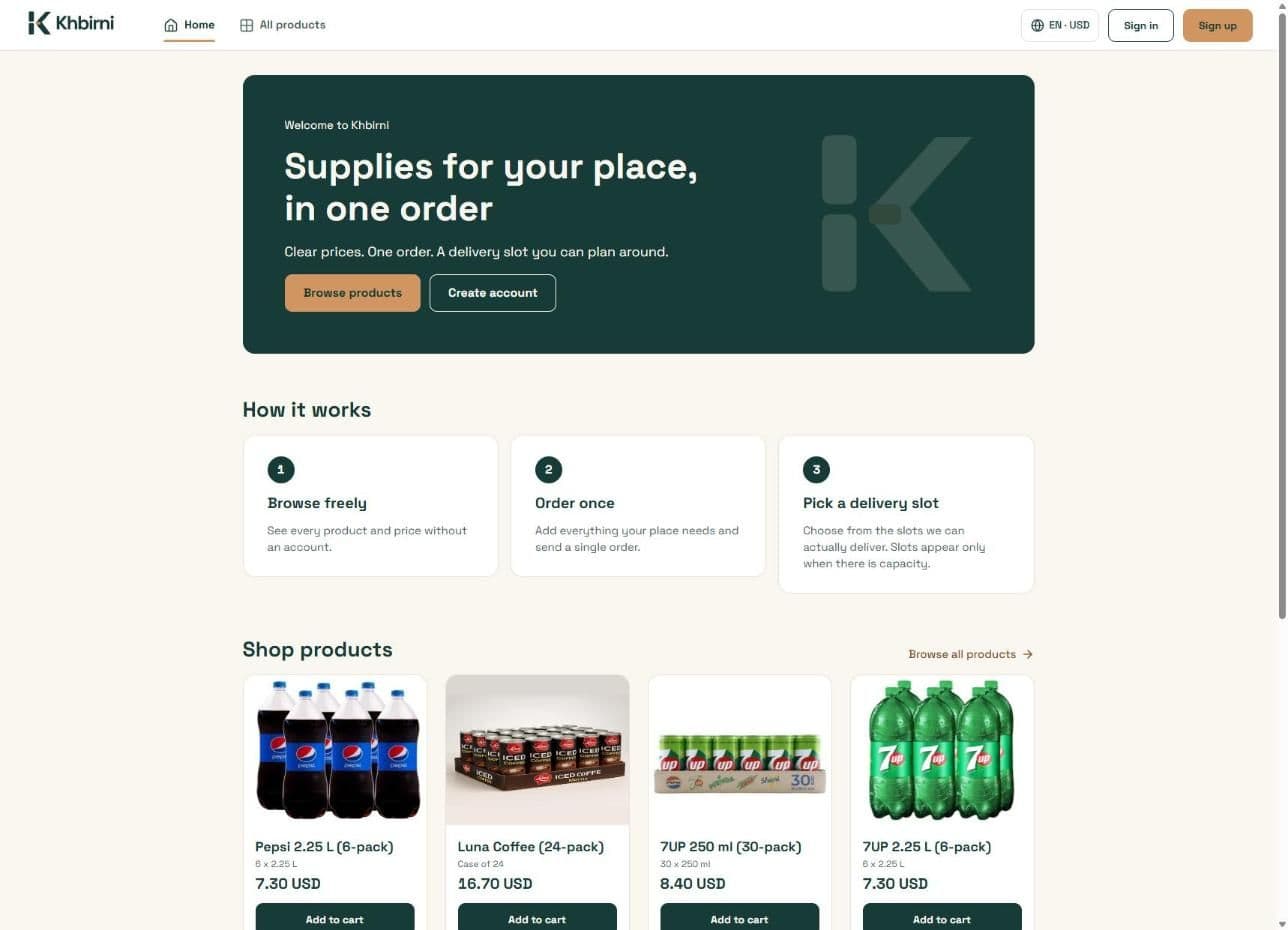 Khbirni homepage on desktop